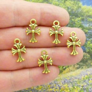 small gold cross charms wholesale