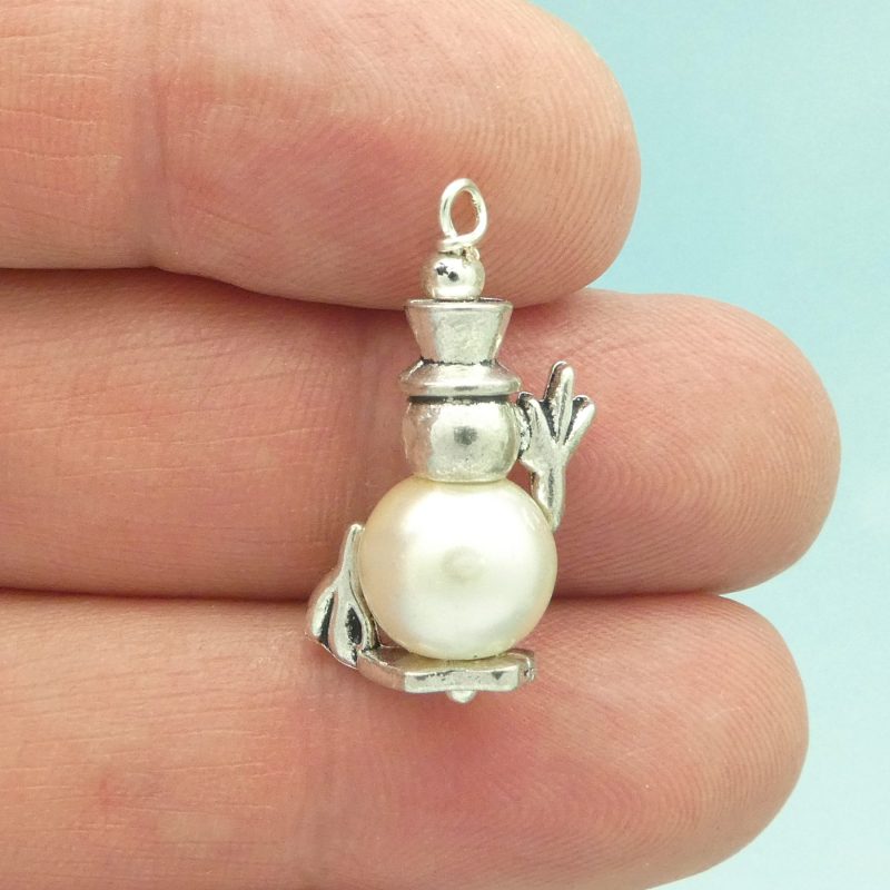 1 Silver Snowman Charm with Pearl by TIJC SP1973 - Image 4