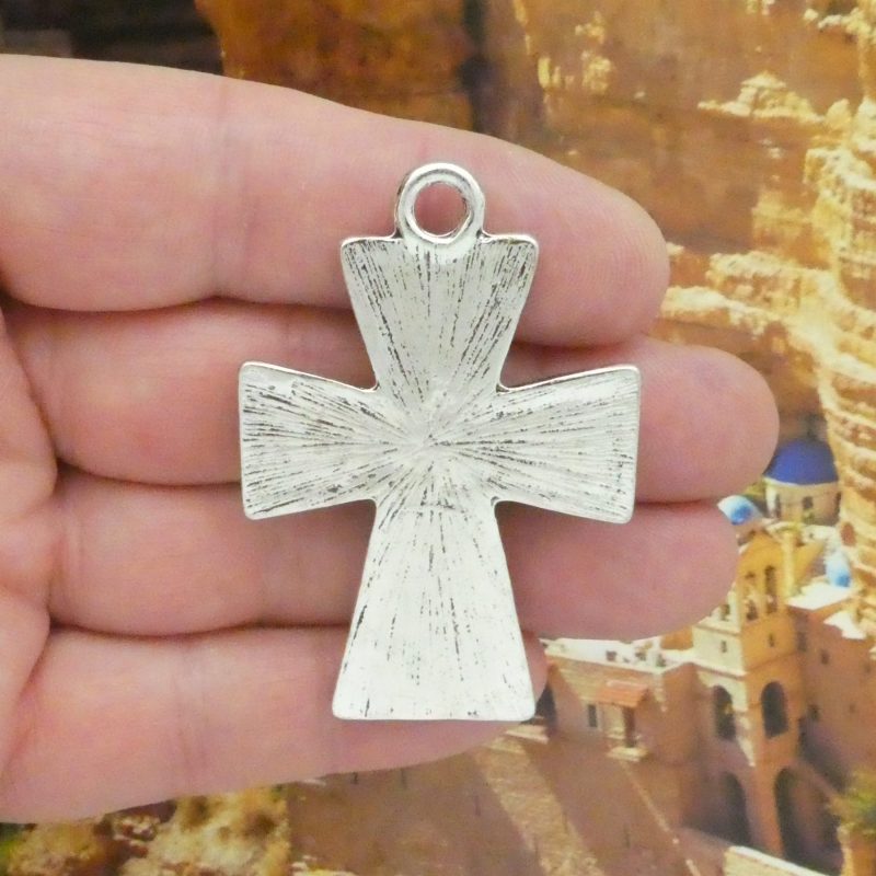 1 Southwest Turquoise Cross Charm Pendant Silver SP2168 - Image 5