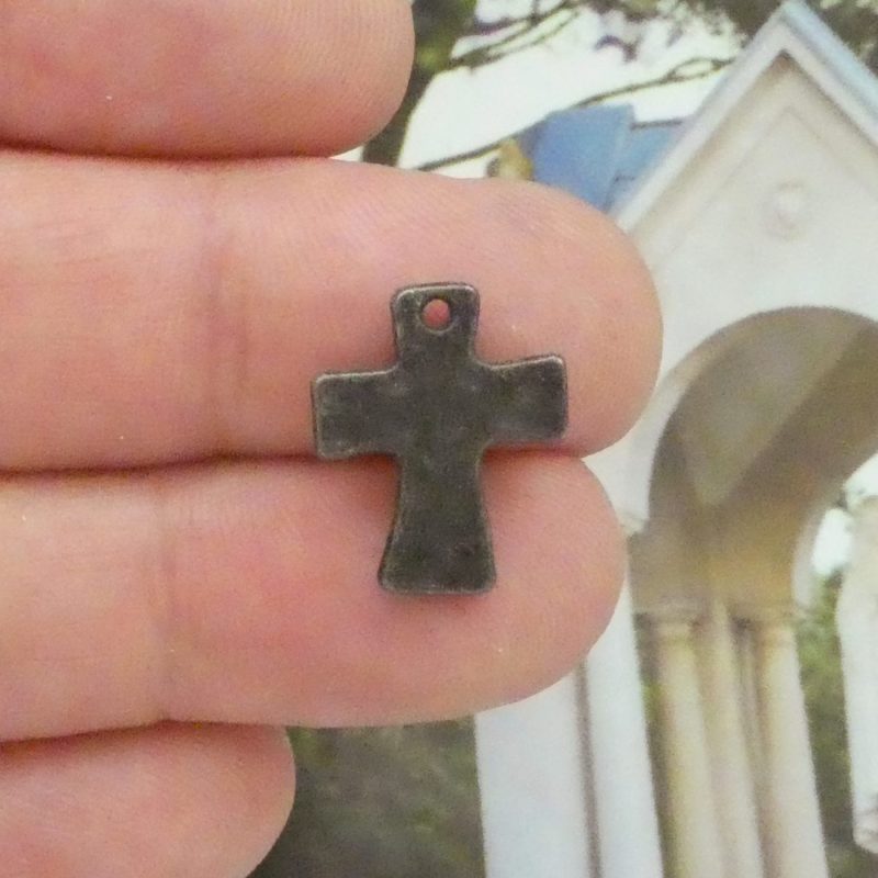 gunmetal cross charm