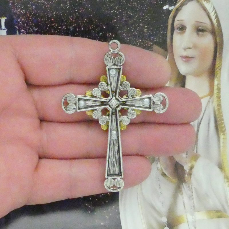 1 Crystal Cross Pendant Silver with Gold Accents by TIJC SP2185 - Image 4