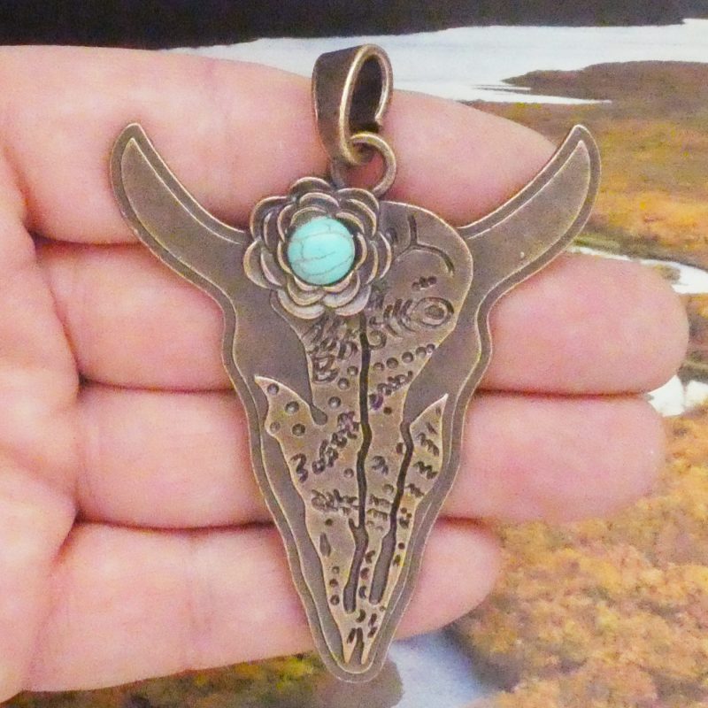 cow skull pendant