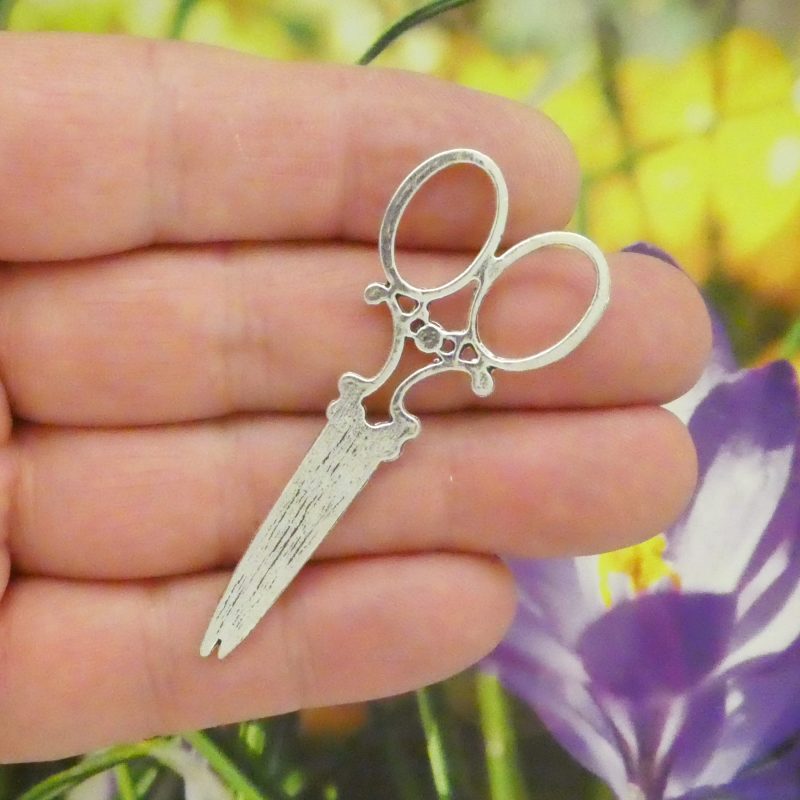3 Silver Scissor Charm Pendant with Crystal 60x25mm by TIJC SP2189 - Image 4