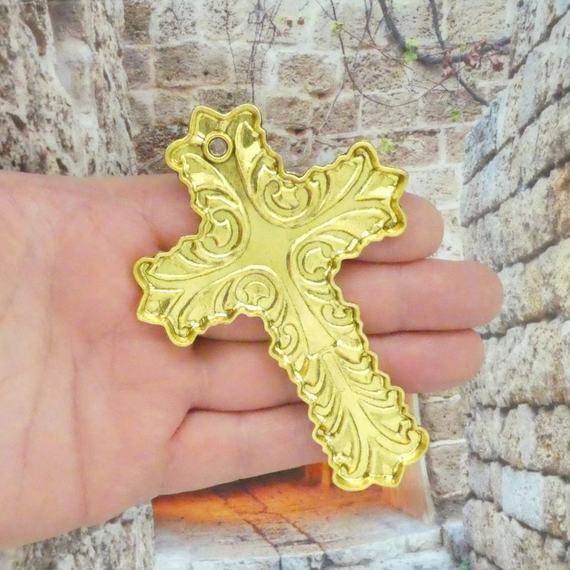 1 Gold Cross Charm Pendant Extra Large by TIJC SP2191 - Image 2