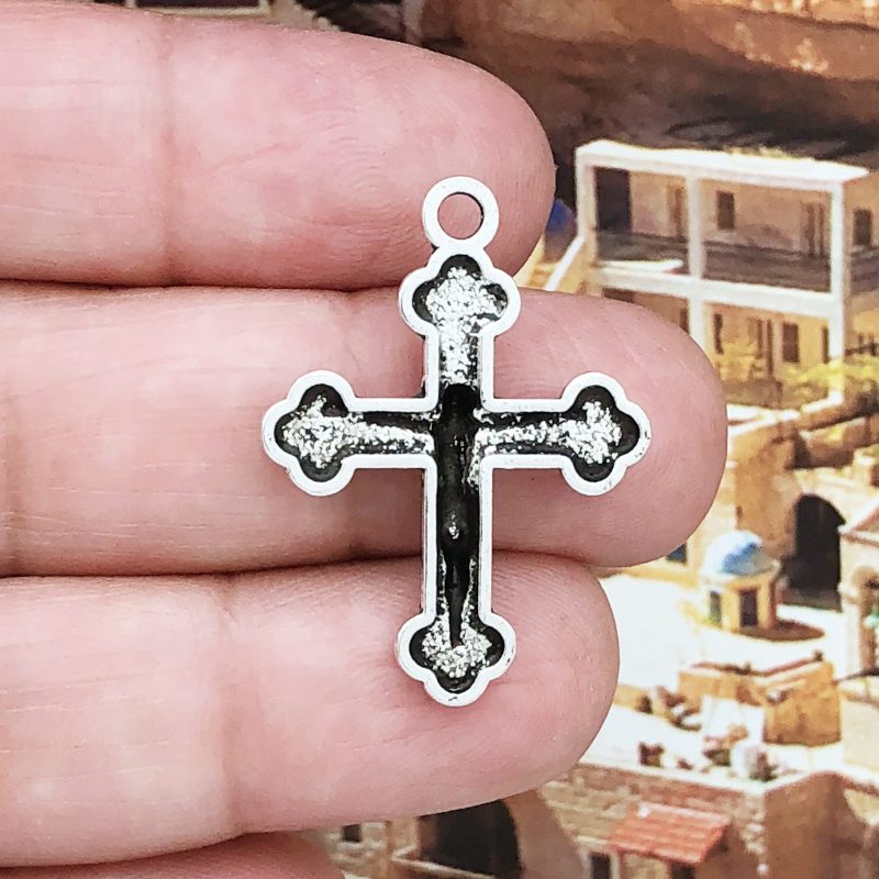 BULK 30 Silver Crucifix Cross Charm by TIJC SP1138B - Image 2