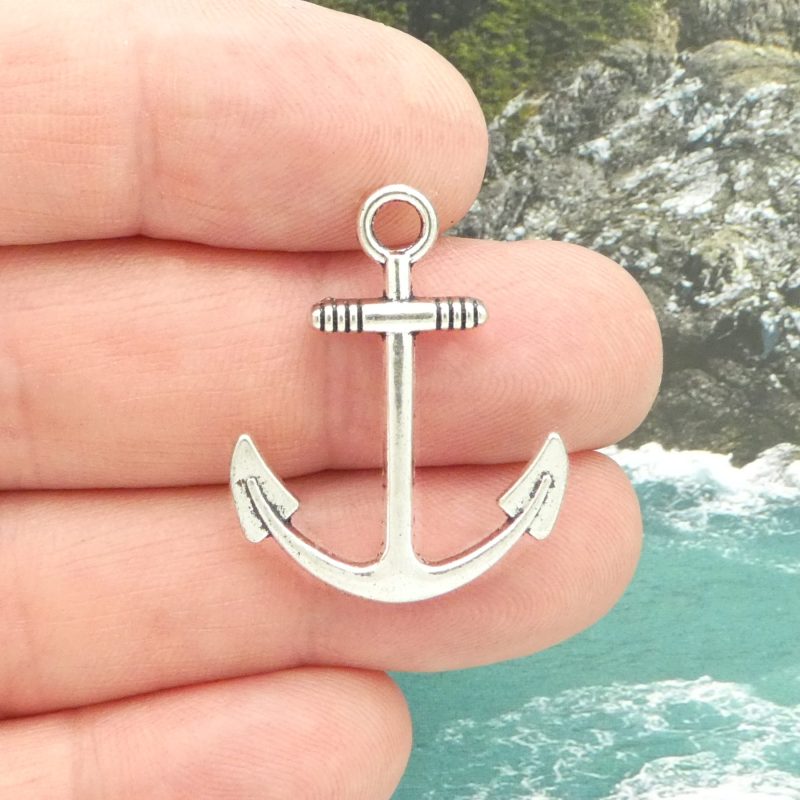 BULK 20 Silver Anchor Charm Pendant by TIJC SP1640B - Image 3