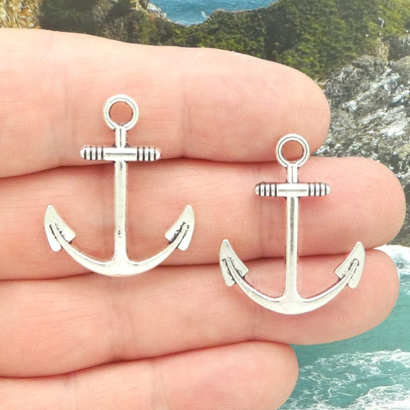 BULK 20 Silver Anchor Charm Pendant by TIJC SP1640B