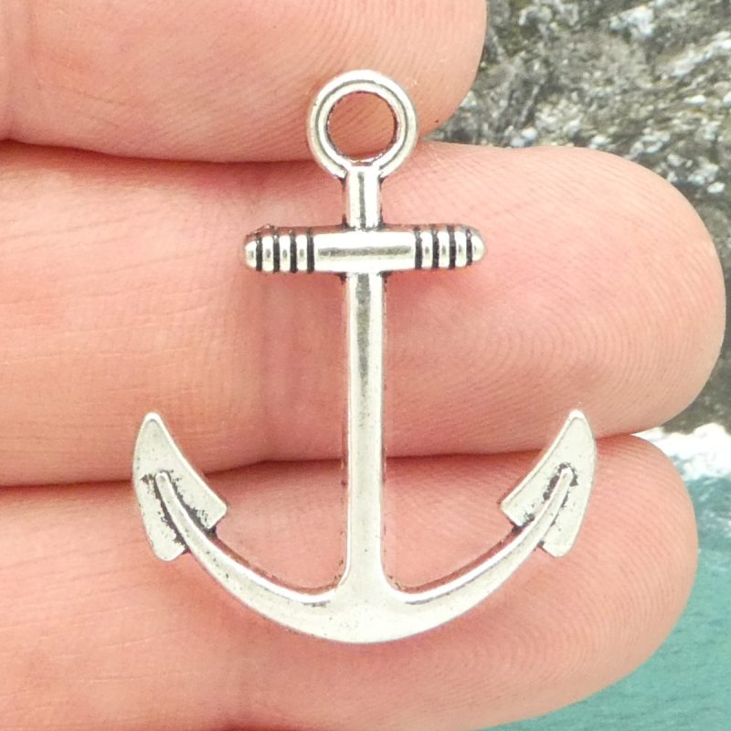 BULK 20 Silver Anchor Charm Pendant by TIJC SP1640B - Image 4