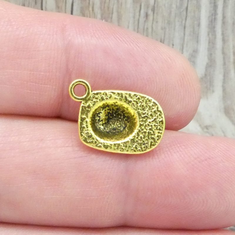 BULK 40 Fireman Helmet Charm Gold 16x11mm by TIJC SP0703B - Image 4
