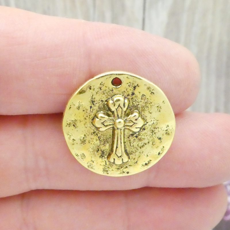 Hammered Cross Charm