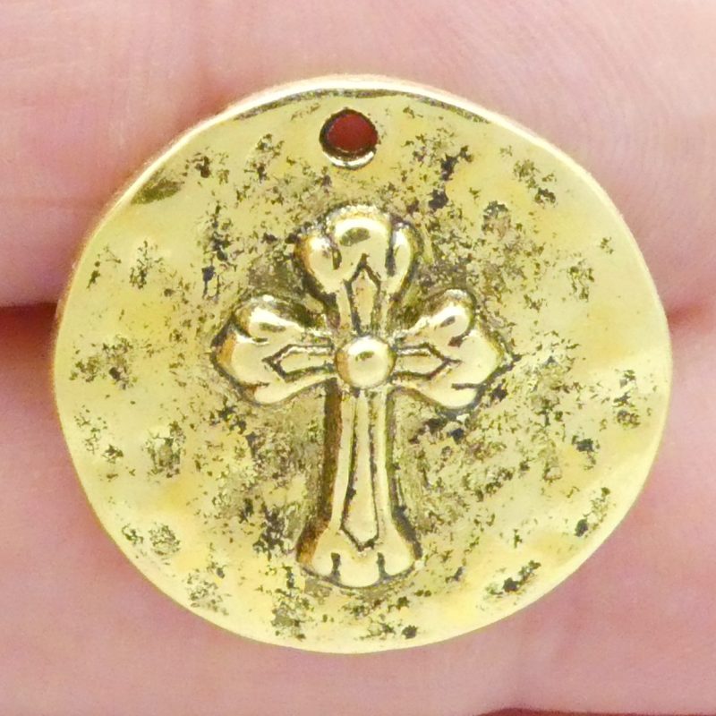 Hammered Cross Charms for Jewelry Making