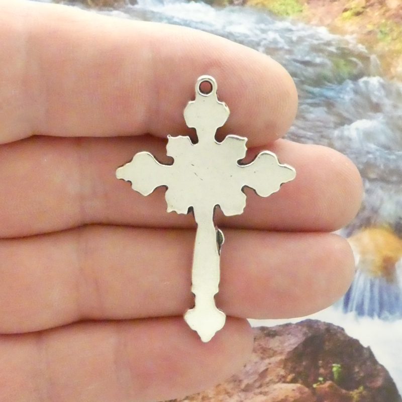 BULK 8 Silver Crucifix Cross Charm Pendant Rosary Parts by TIJC SP0025B - Image 3