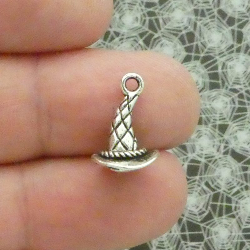 Silver Witch Hat Charms Bulk