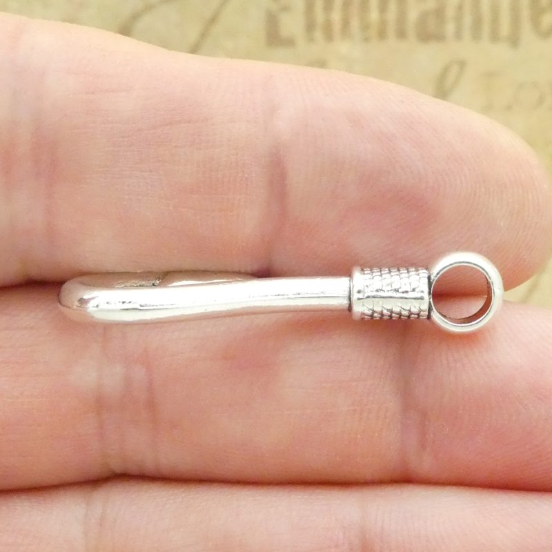 5 Fish Hook Charm Fishing Pendant Silver by TIJC SP1933 - Image 3