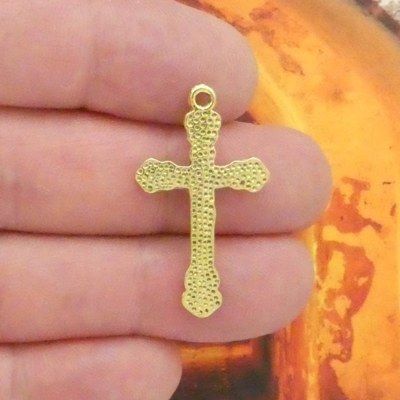 Bulk 30 Gold Crucifix Cross Pendant Rosary Making Supplies by TIJC SP0624B - Image 4