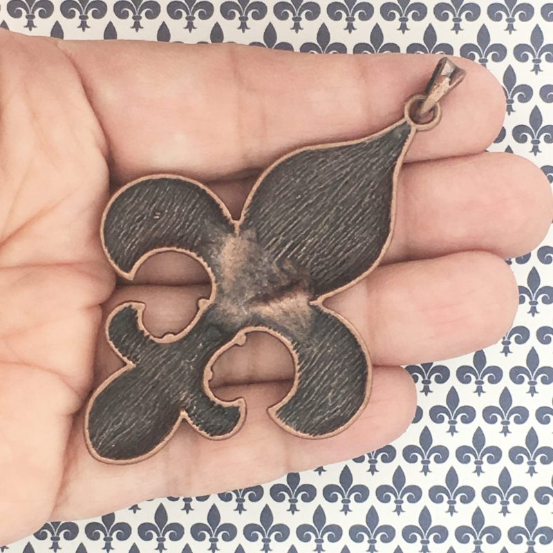 1 Fleur de Lis Charm Pendant Copper Large by TIJC SP1494 - Image 2