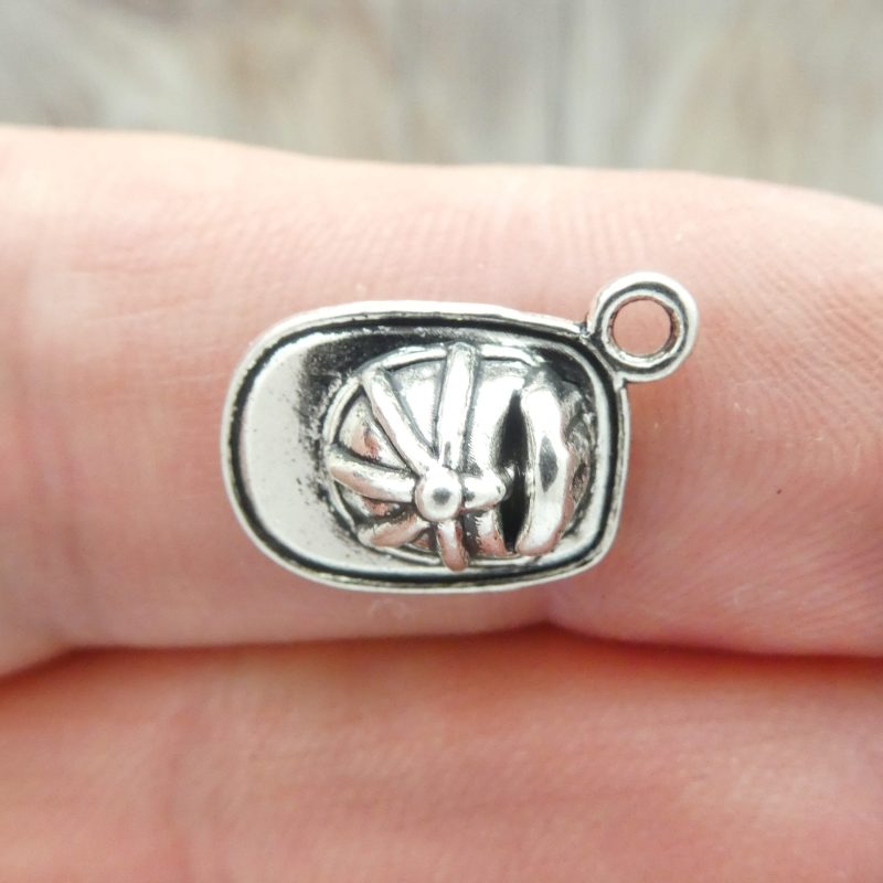 BULK 40 Fireman Helmet Charm Silver 16x11mm by TIJC SP1160B - Image 5