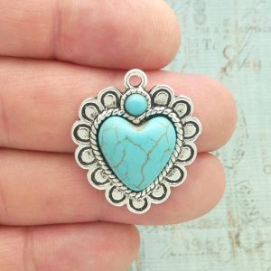 Turquoise Heart Pendants for Bracelet