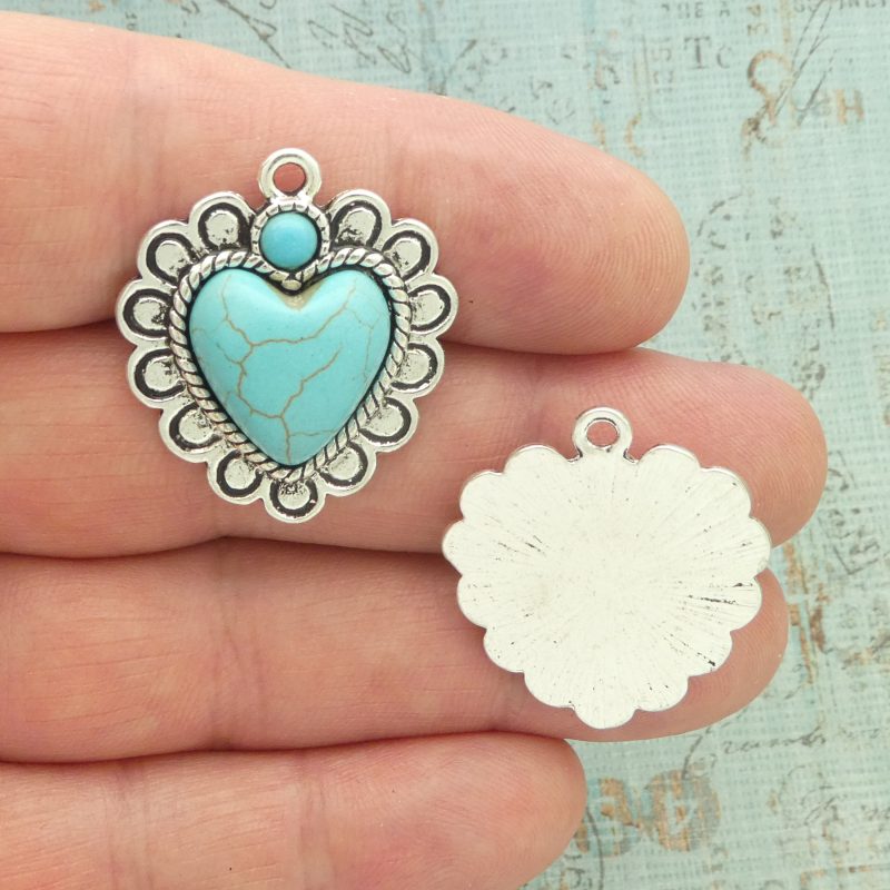 Turquoise Heart Pendants Bulk