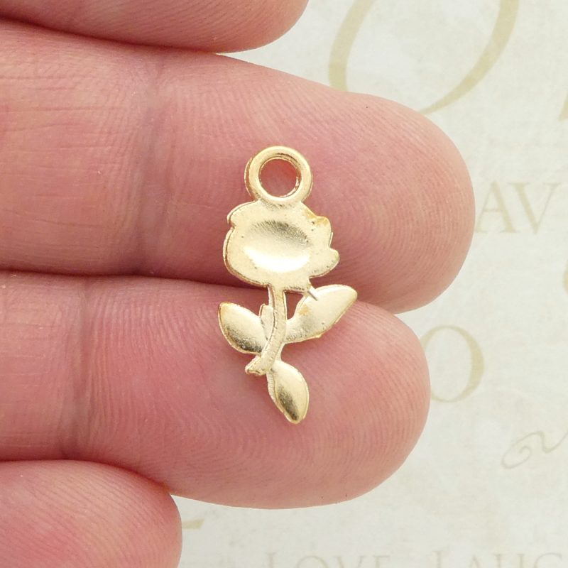 6 Gold Rose Charms Wholesale by TIJC SP5008 - Image 3