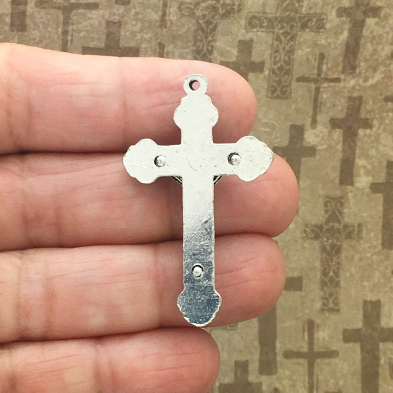 BULK 4 Silver Crucifix Cross Charm for Rosary Parts by TIJC SP0938B - Image 2