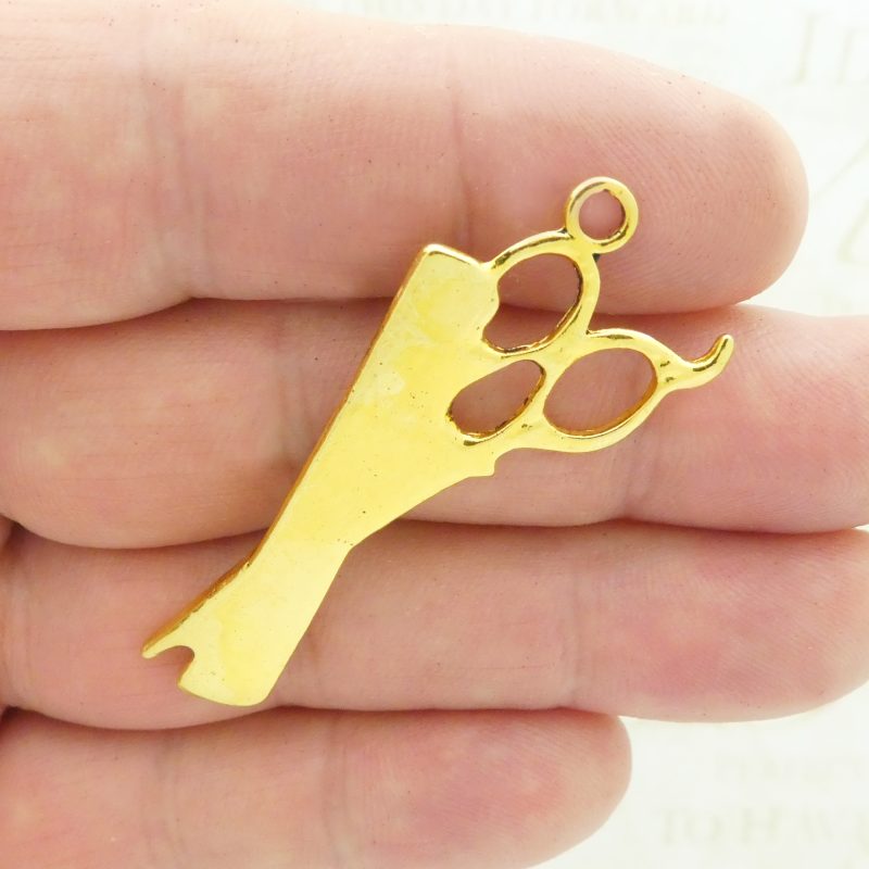 BULK 12 Gold Scissor and Comb Hair Stylist Charm 52x25mm by TIJC SP1451B - Image 3