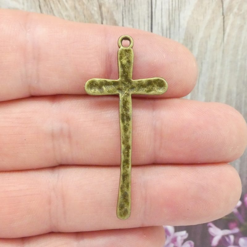 hammered cross charm