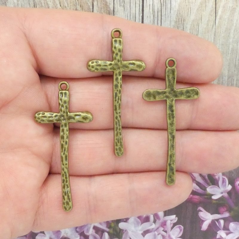 bronze cross charms bulk