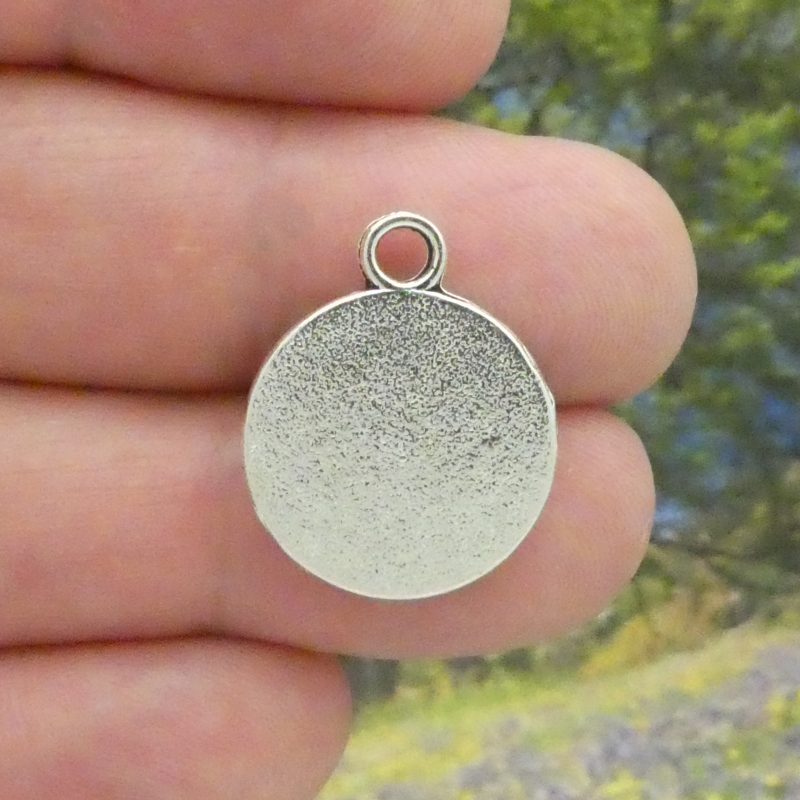 5 Rope Round Photo Charm Silver Bezel Blank for Photo Jewelry Making 23x18mm by TIJC SP0829 - Image 3