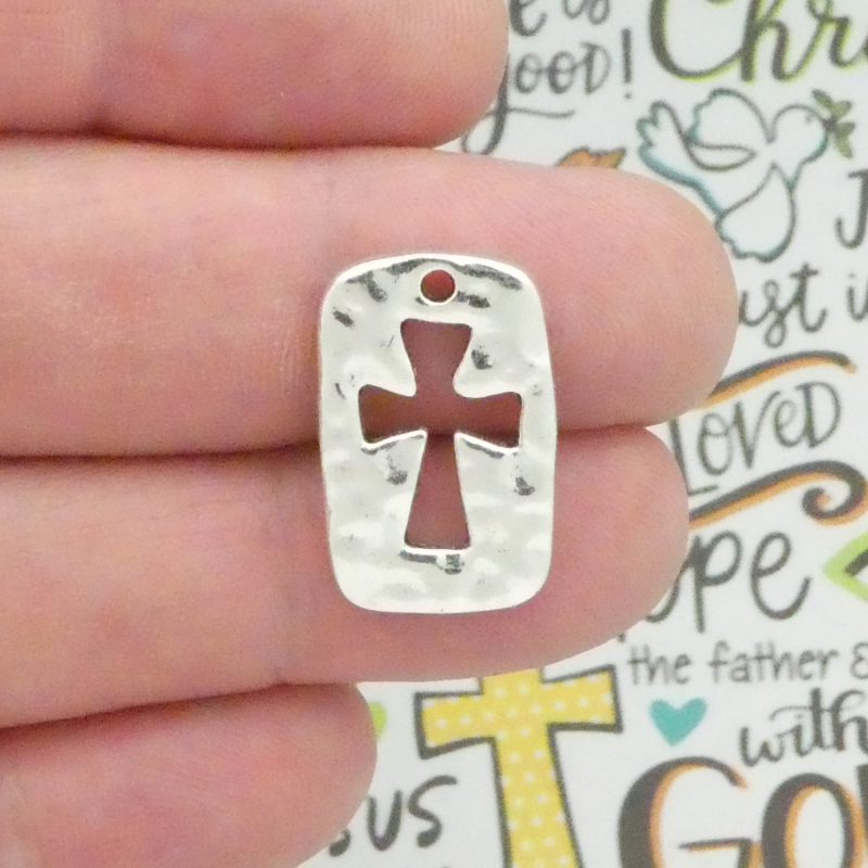 Hammered Cross Charm