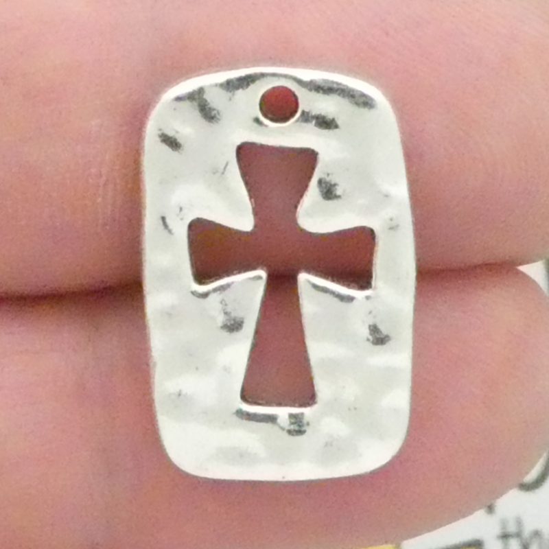 Hammered Cross Charms for Jewelry Making