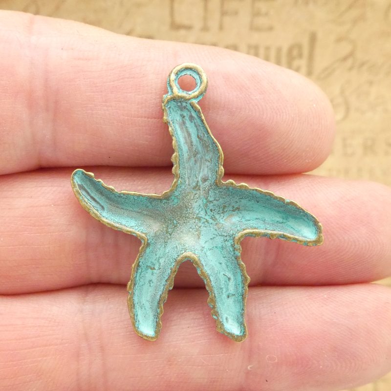3 Gold Starfish Charm Pendant with Patina by TIJC SP1122 - Image 4