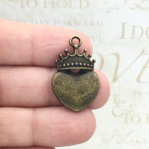 Crown Heart Charms Bulk