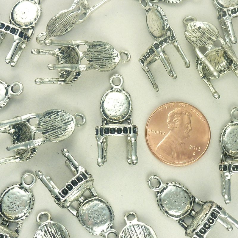 2 pcs - 3d Vintage Silver Chair Charm 27x12mm by TIJC SP0965 - Image 4