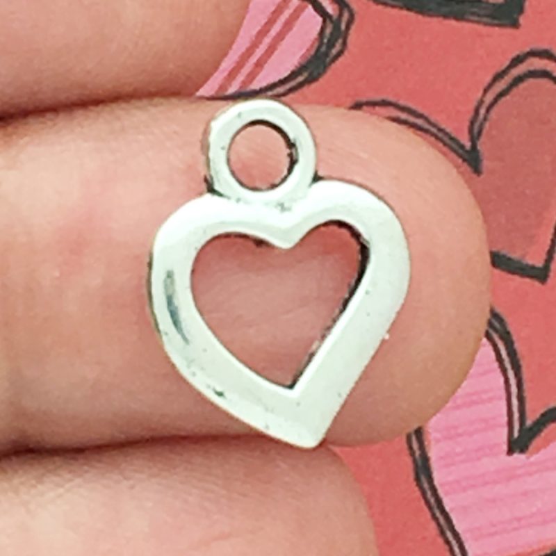Silver Open Heart Charm