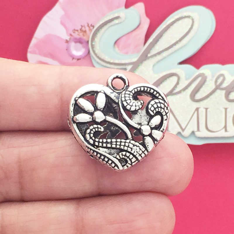 Heart Flower Charm