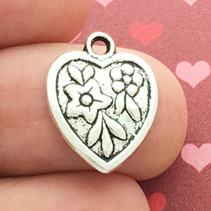 Heart Flower Charm
