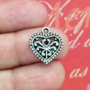 Silver Filigree Heart Charm