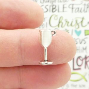 8 Silver Wine Glass Charm Cocktails Pendant 15x8mm by TIJC SP1030