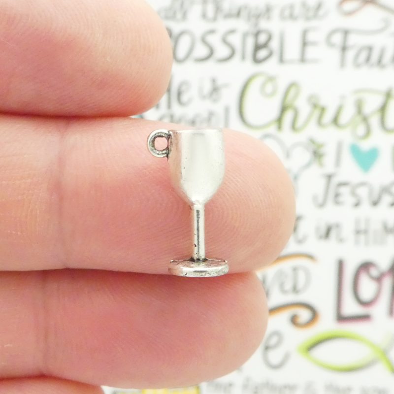 8 Silver Wine Glass Charm Cocktails Pendant 15x8mm by TIJC SP1030 - Image 2