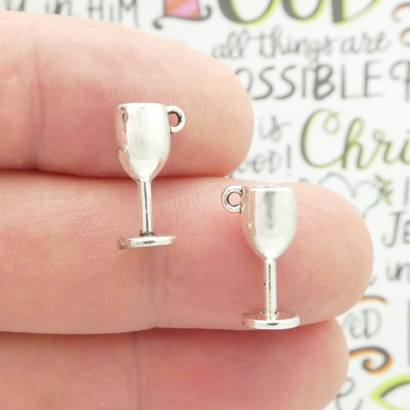 8 Silver Wine Glass Charm Cocktails Pendant 15x8mm by TIJC SP1030 - Image 6