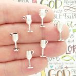 BULK 40 Wine Glass Charm Silver 15x8mm by TIJC SP1030B