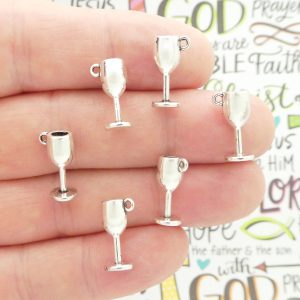 BULK 40 Wine Glass Charm Silver 15x8mm by TIJC SP1030B