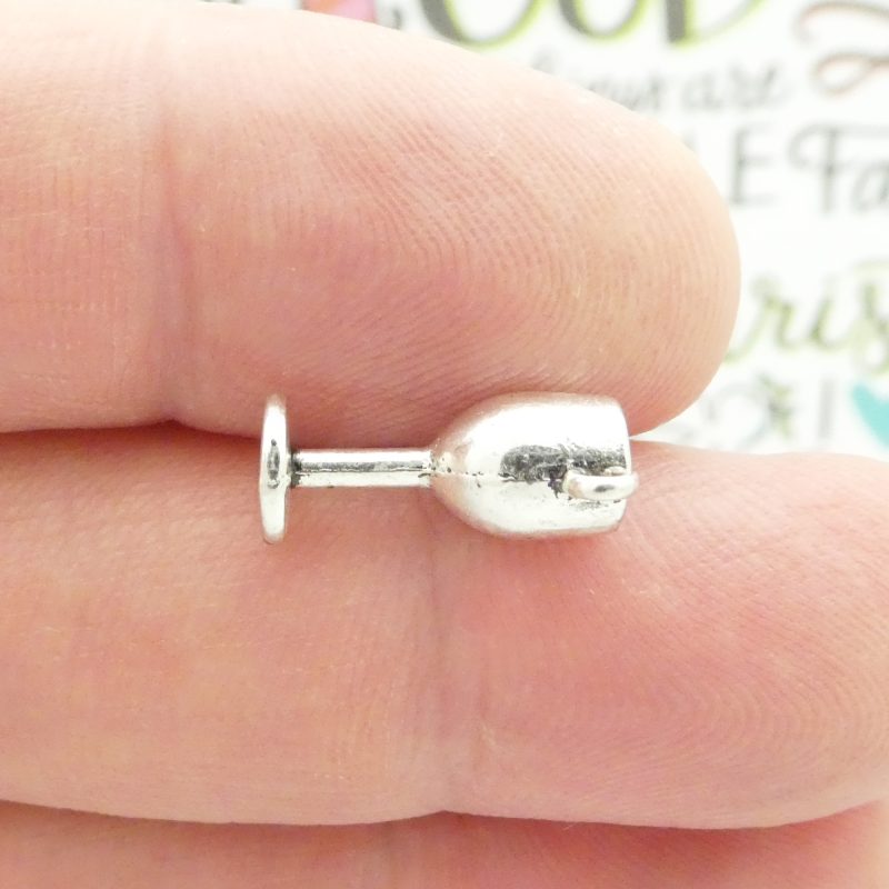 8 Silver Wine Glass Charm Cocktails Pendant 15x8mm by TIJC SP1030 - Image 3