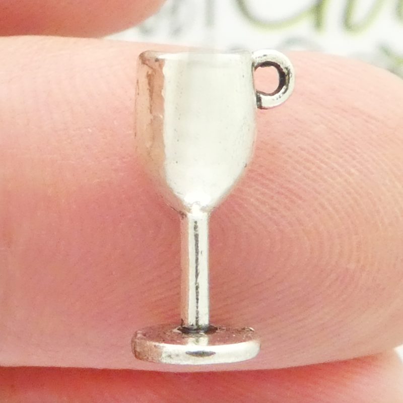 8 Silver Wine Glass Charm Cocktails Pendant 15x8mm by TIJC SP1030 - Image 5