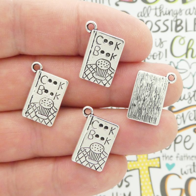 8 Silver Cookbook Cooking Charm 19x14mm by TIJC SP1325 - Image 5
