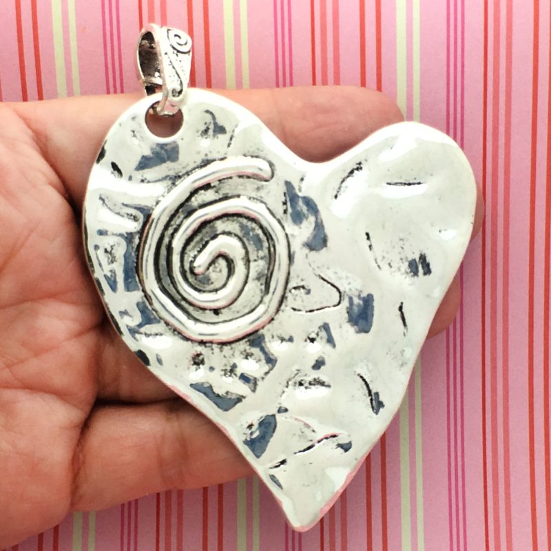 silver hammered heart pendant