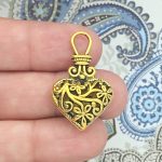 2 Filigree Heart Charm Pendant Gold by TIJC SP1520