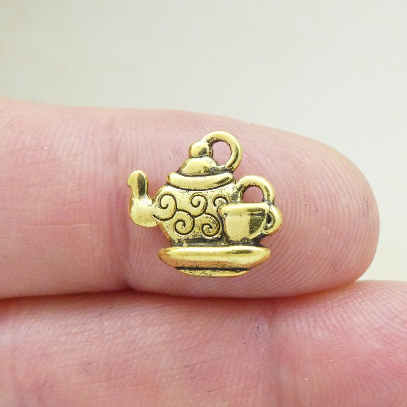gold teapot charm