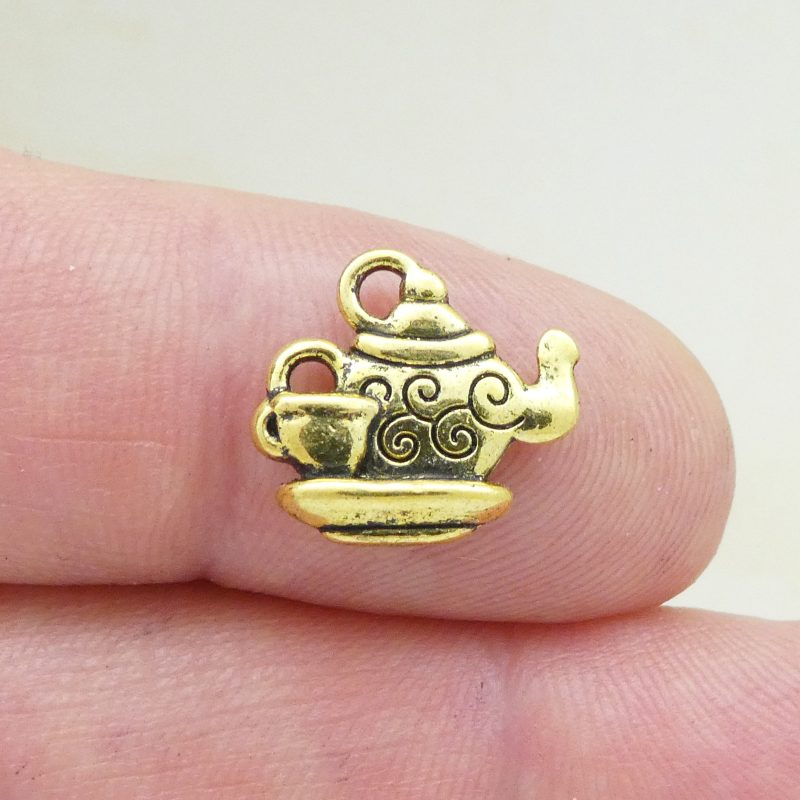 gold teapot charms wholesale